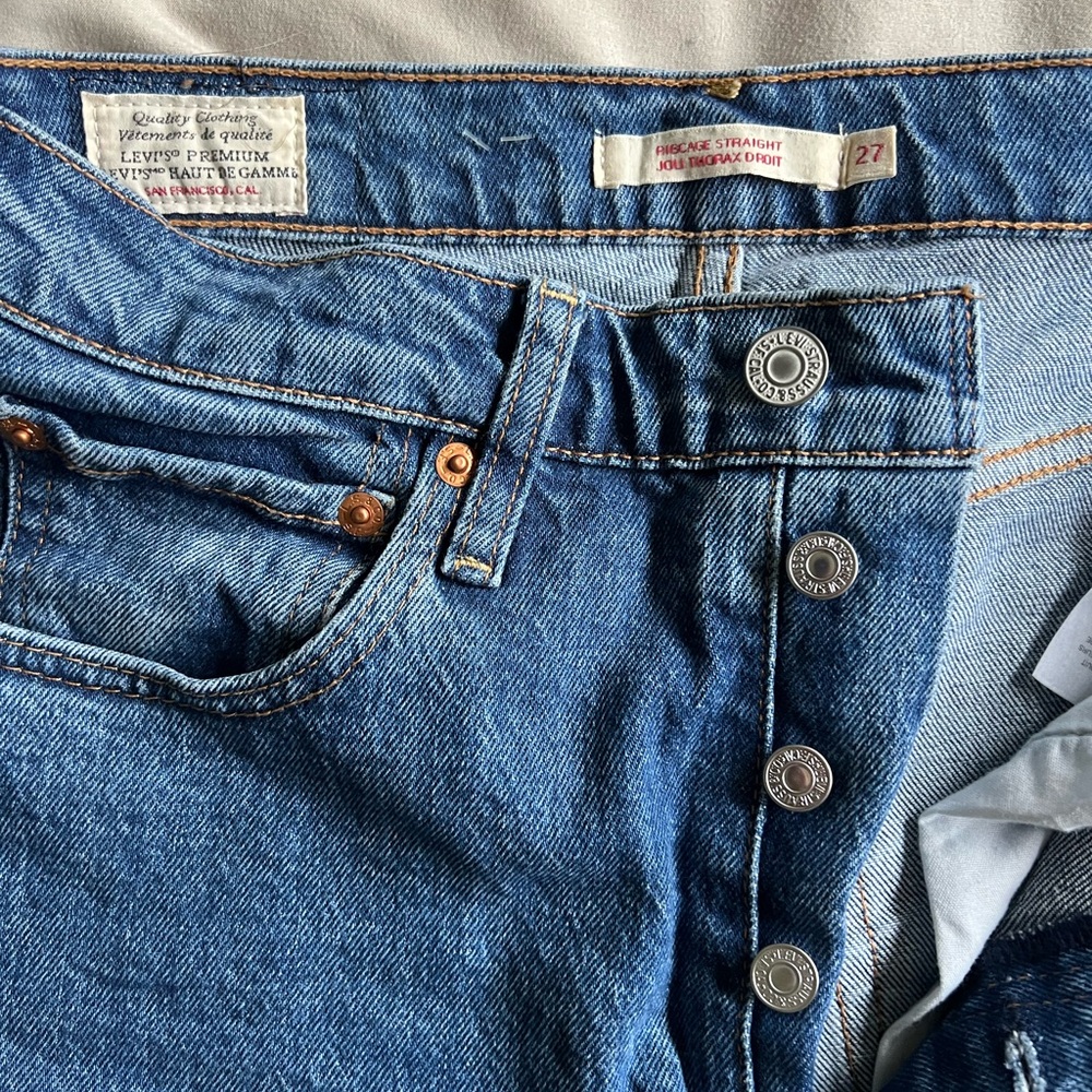 Levi’s Ribcage Straight Dark Blue Wid Leg Denim